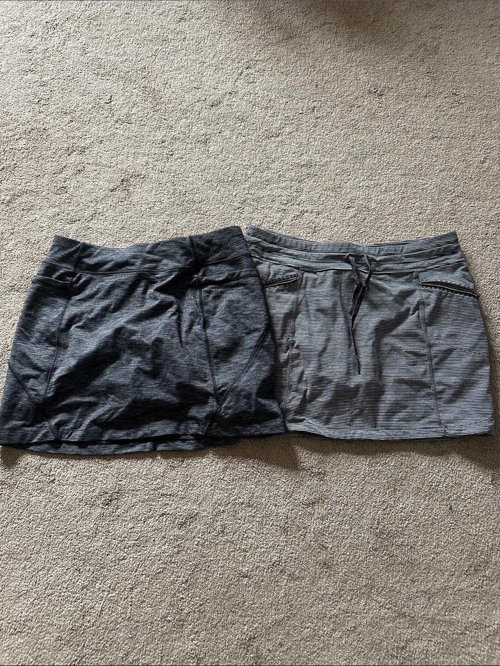 Athleta Grey Mini Skirt Duo — Dark and Light Grey